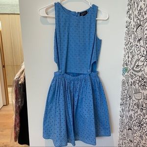 Blue Eyelet Cutout Dress